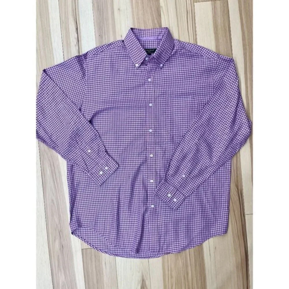 Bobby Jones Collection Red Plaid Button Down Shirt Cotton L